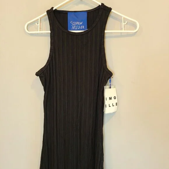 Simon Miller Rib Goomba Dress NWT Black Sleeveless Bodycon Womens XS - Picture 3 of 16